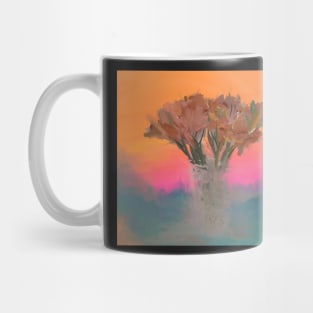 Chemical sunset on the cities of the world but the flowers bloom forever. Mug